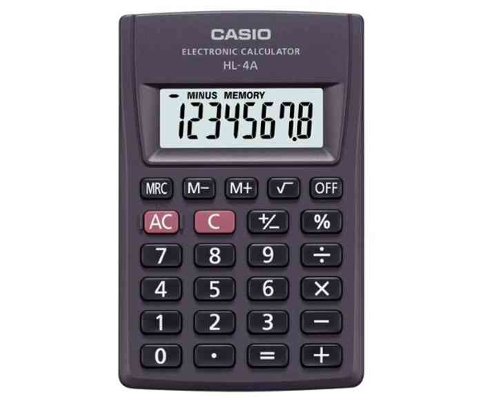 Casio HL-4A Portable 8 Digit Basic Calculator